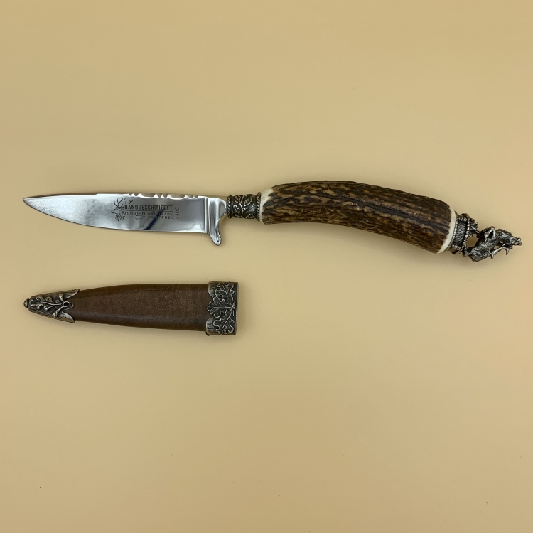 Trachtenmesser mit röhrendem Hirsch mit Scheide